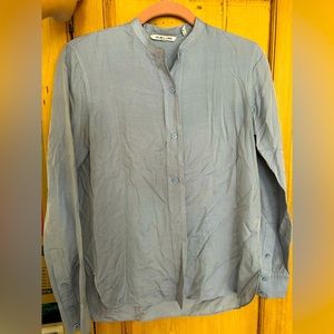 Helmut Lang silk gorgeous blue button down to wear at work or with jeans